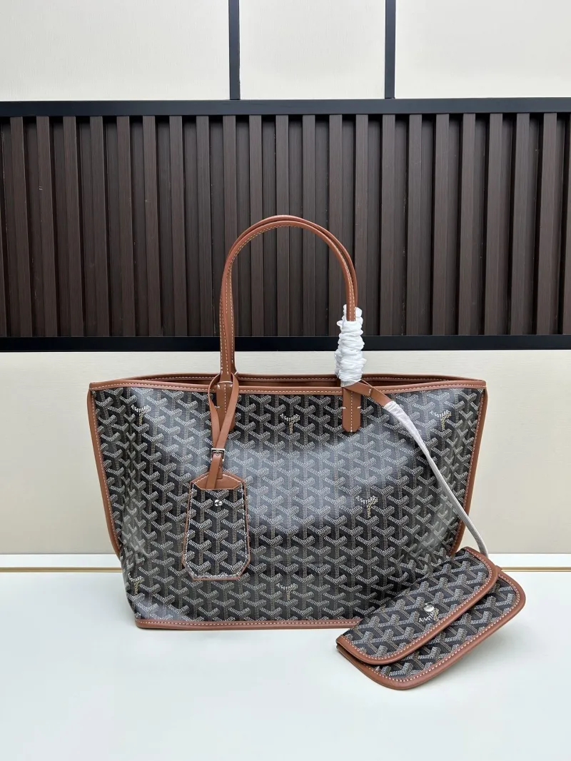 Goyard Black Brown Tote Bag with Pouch SKU 495