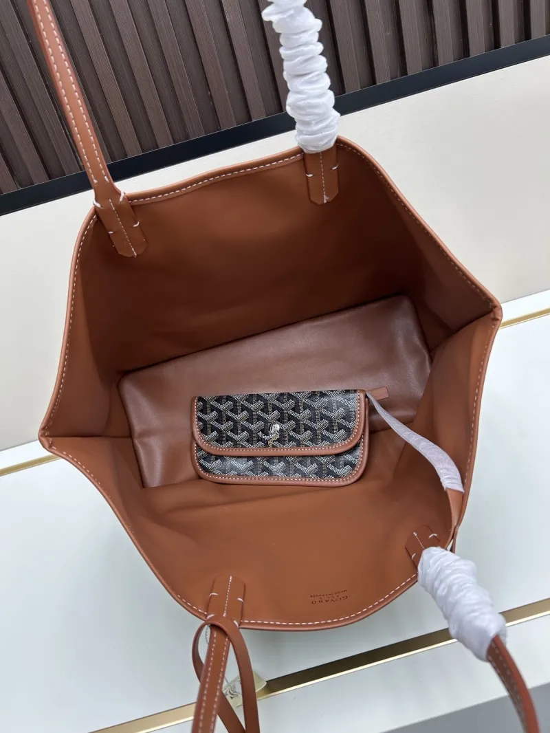 Goyard Black Brown Tote Bag with Pouch SKU 495 - Image 7