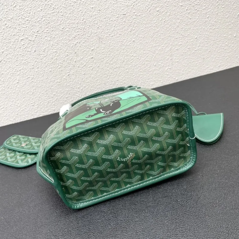 Goyard Green French Bulldog Print Tote Bag 20cm - Image 6