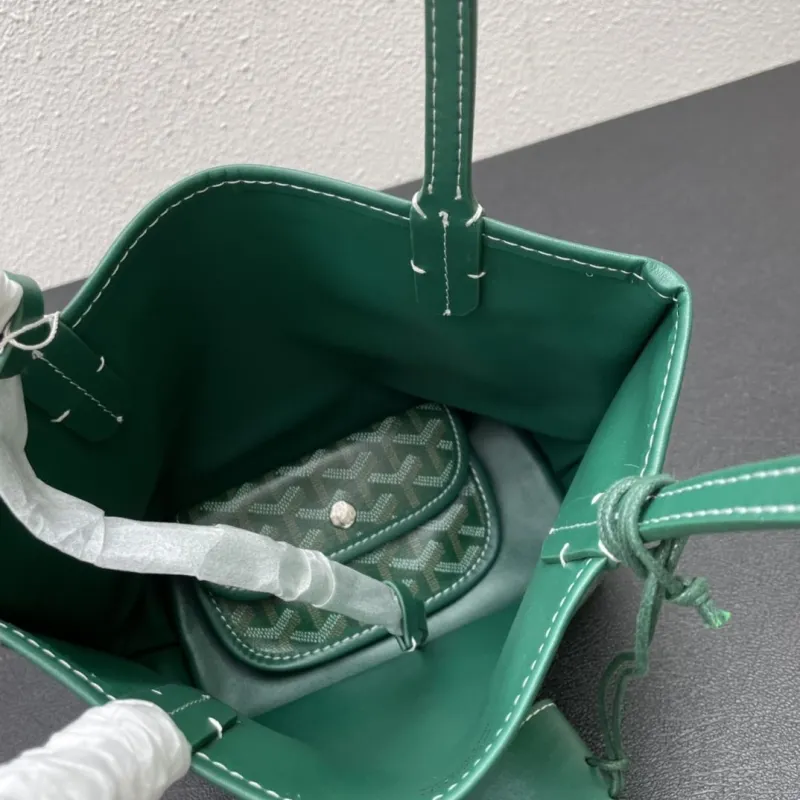 Goyard Green French Bulldog Print Tote Bag 20cm - Image 8