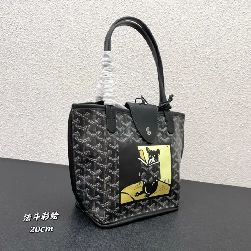 Goyard French Bulldog Print Mini Tote Bag 20cm Black - Image 3