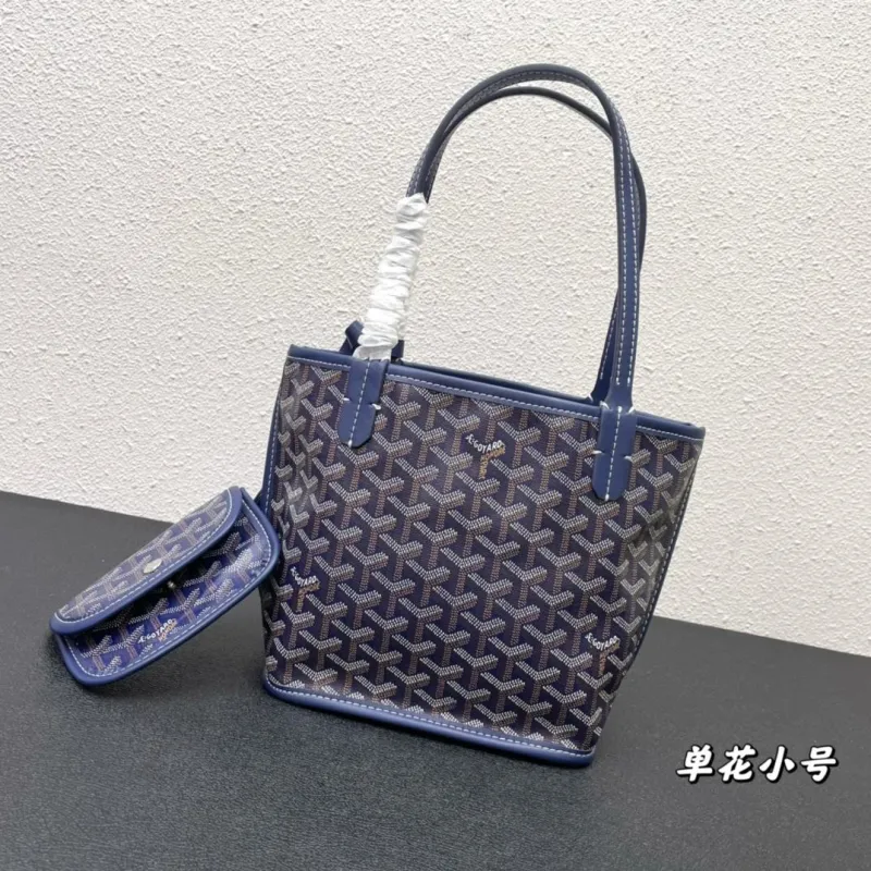 Goyard Navy Small Tote Bag with Pouch