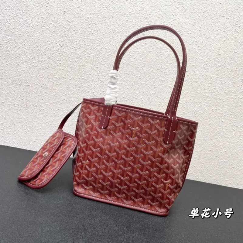 Goyard Small Burgundy Tote Bag With Pouch