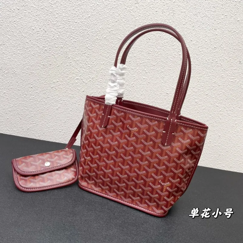 Alternative view of Goyard Small Burgundy Tote Bag With Pouch