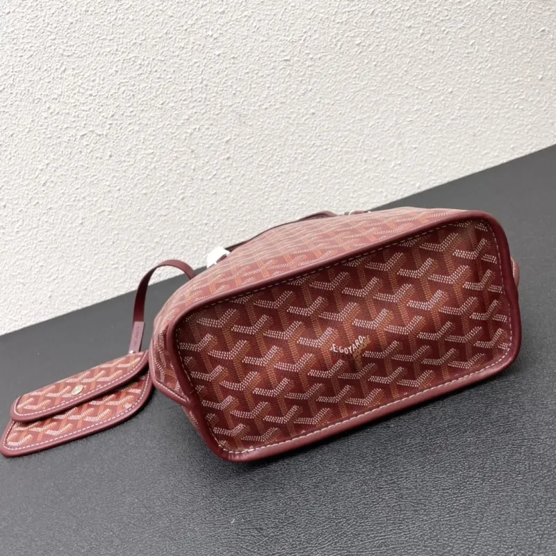 Goyard Small Burgundy Tote Bag With Pouch - Image 5