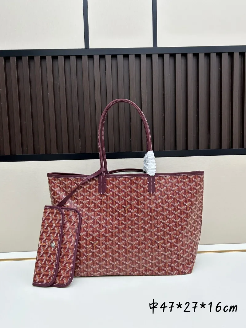 Goyard Burgundy Tote Bag with Matching Pouch