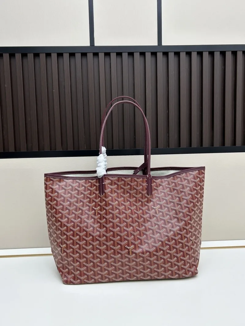 Alternative view of Goyard Burgundy Tote Bag with Matching Pouch