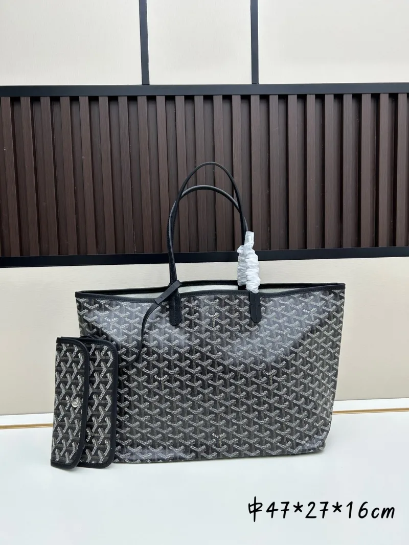 Goyard Black Tote Shopping Bag with Pouch