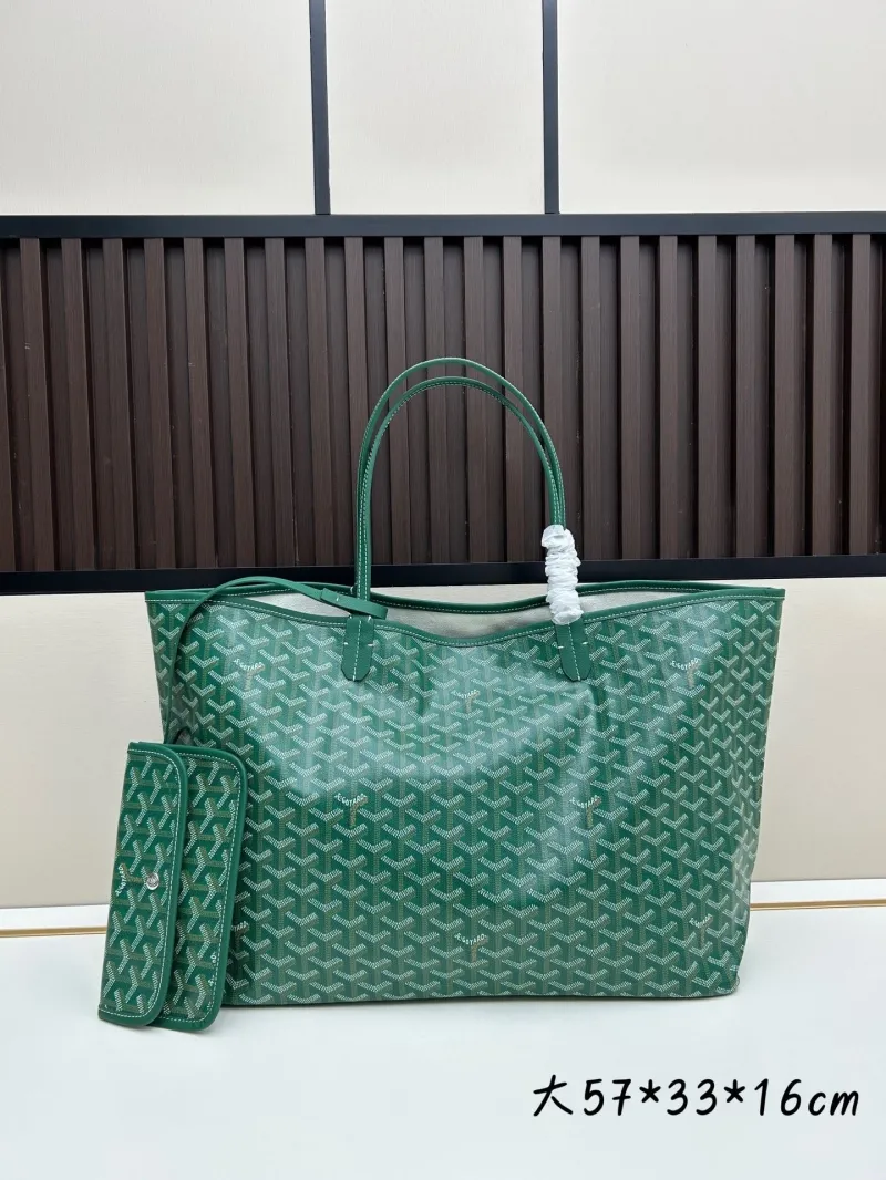 Goyard Green Large Tote Bag with Pouch
