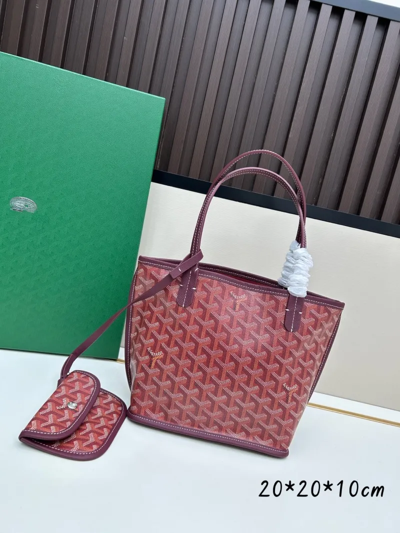 Goyard Burgundy Tote Bag with Small Pouch 529 20x20x10cm