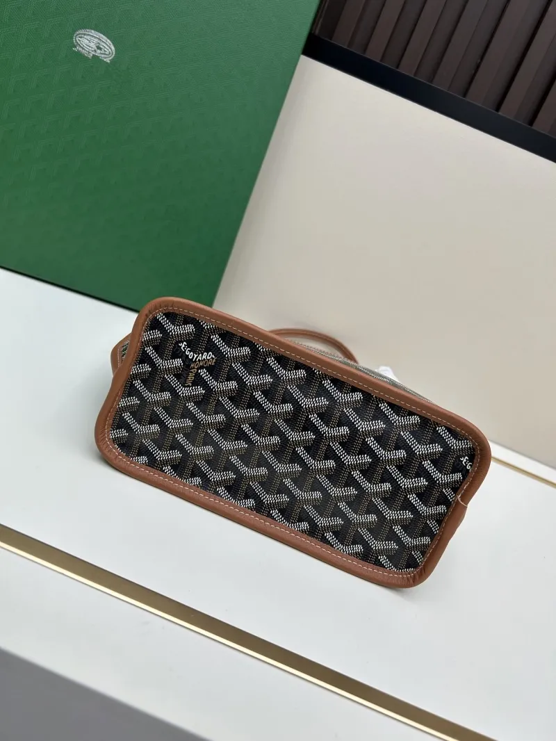 Goyard Black Brown Tote Bag with Mini Pouch 20x20x10cm - Image 4