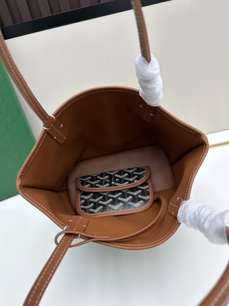 Goyard Black Brown Tote Bag with Mini Pouch 20x20x10cm - Image 6
