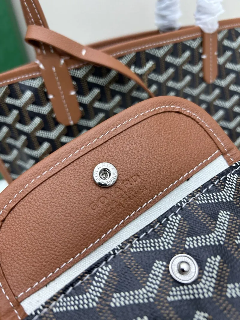 Goyard Black Brown Tote Bag with Mini Pouch 20x20x10cm - Image 8
