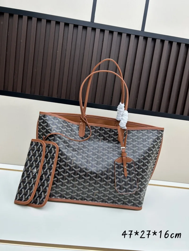Goyard Black Tan Tote Shopping Bag 533