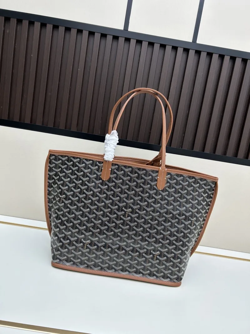 Alternative view of Goyard Black Tan Tote Shopping Bag 533
