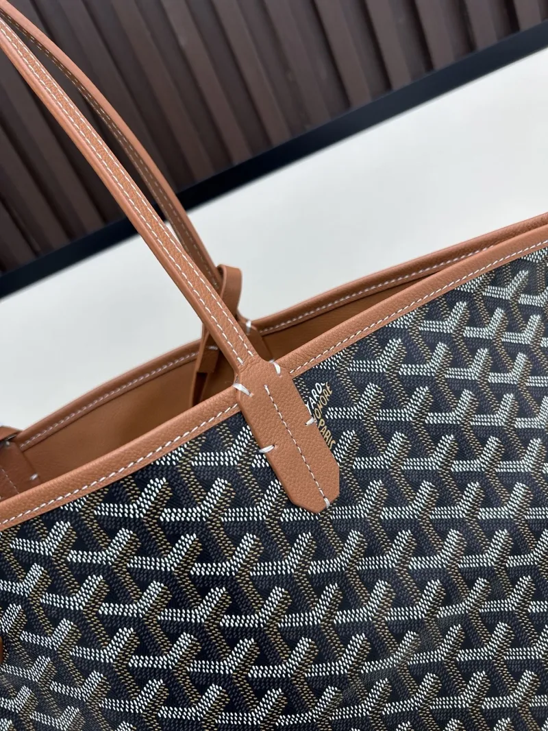 Goyard Black Tan Tote Shopping Bag 533 - Image 3