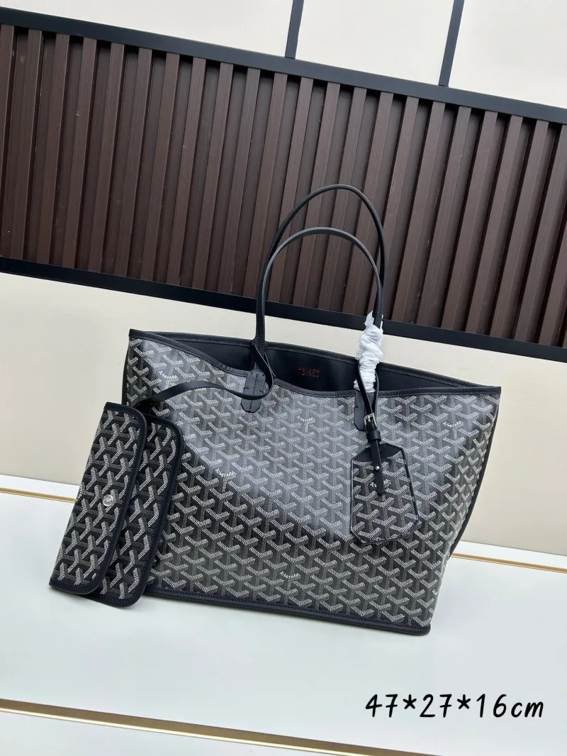 Goyard Black Tote Shopping Bag with Pouch