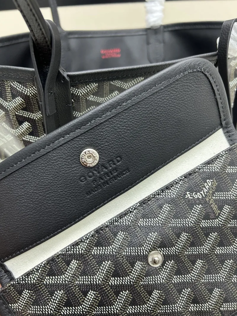 Goyard Black Tote Shopping Bag with Pouch - Image 8