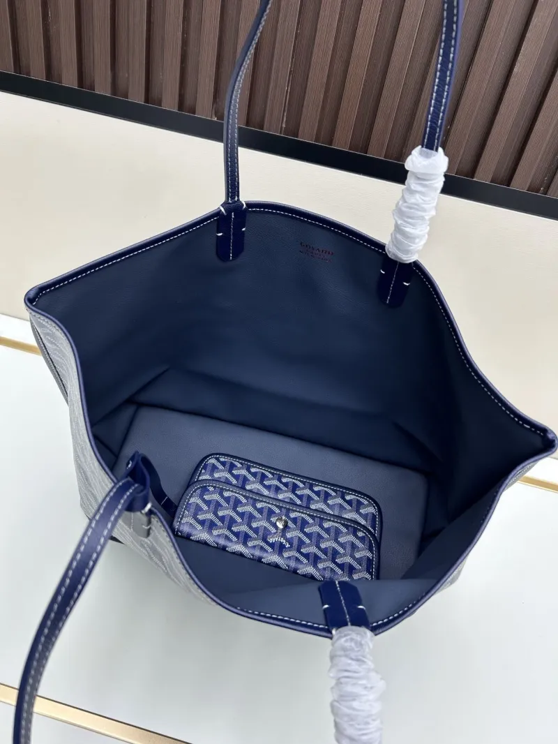 Goyard Navy Blue Tote Bag 538 with Pouch 47x27x16cm - Image 7