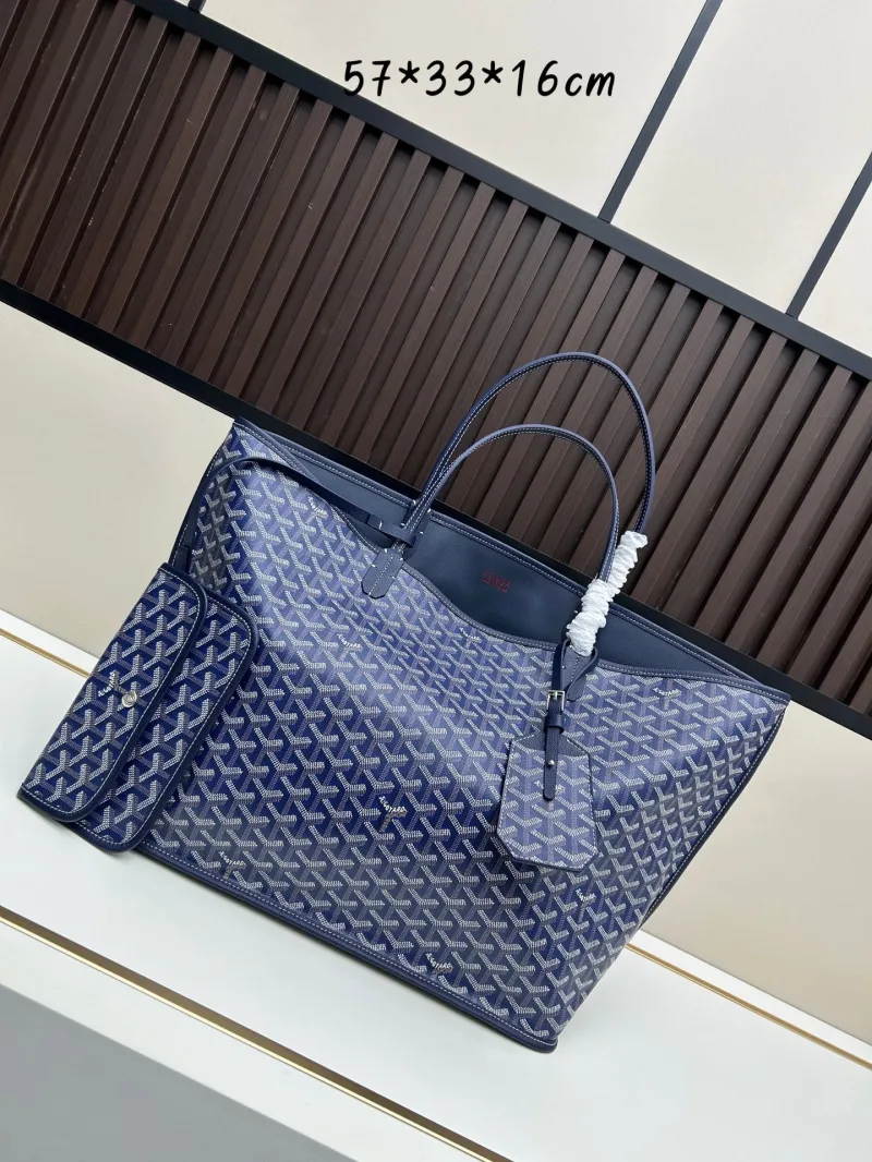 Goyard Navy Blue Tote Bag 543 with Pouch