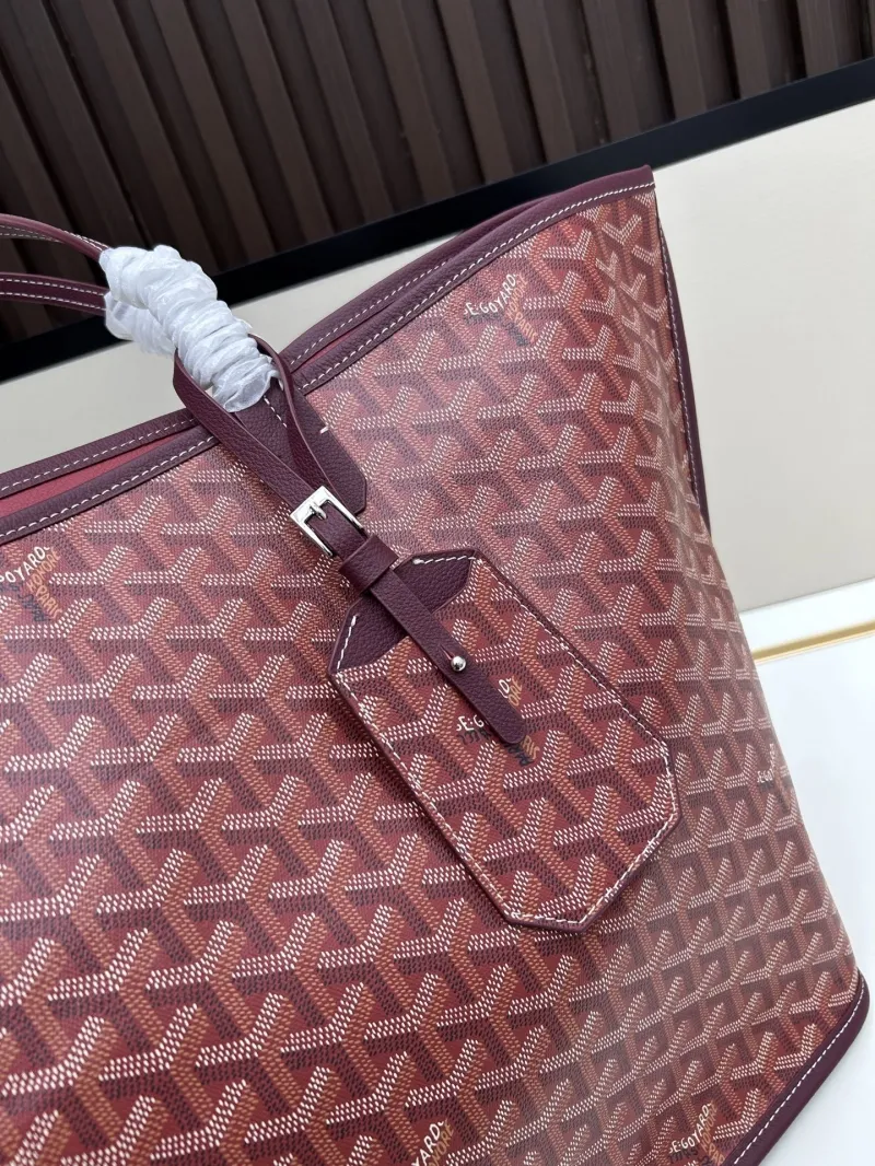 Goyard Burgundy Tote Bag with Pouch 57x33x16cm - Image 5