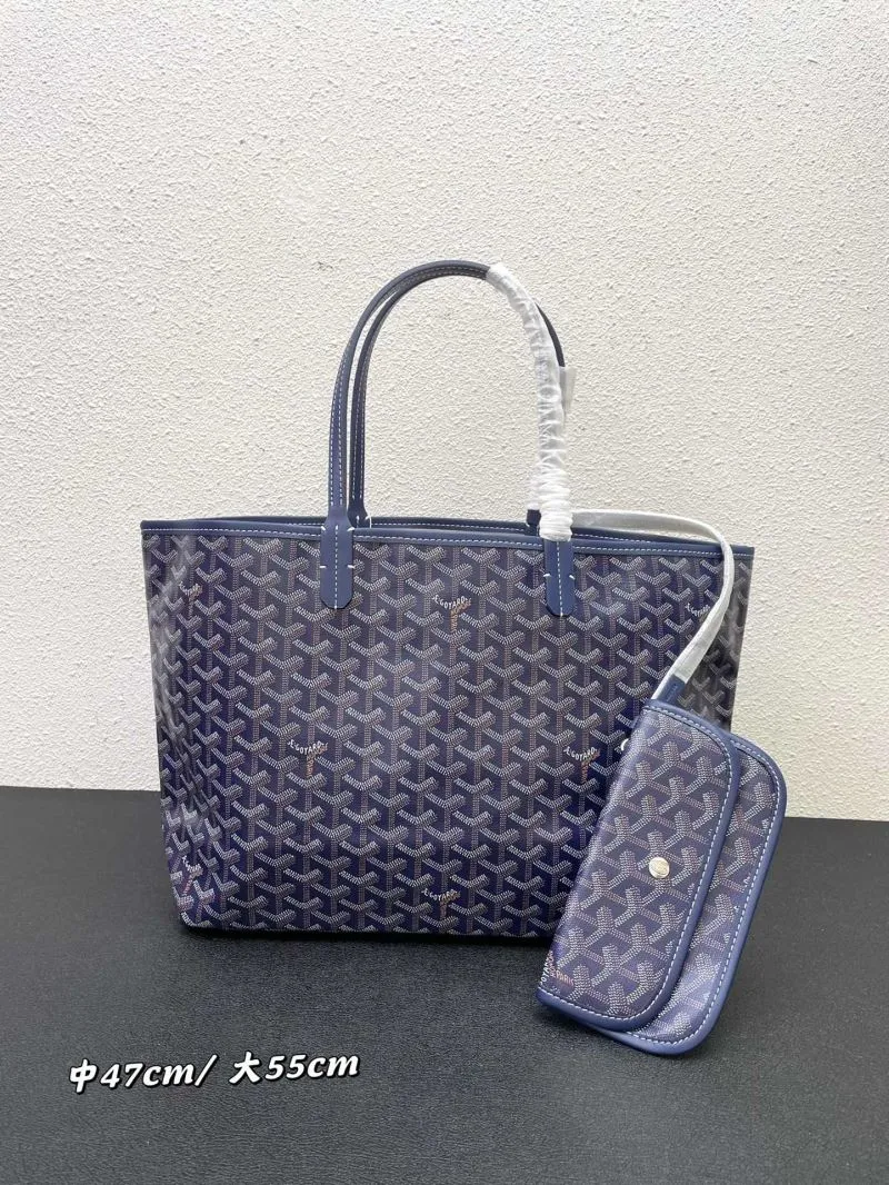 Goyard Navy Blue Tote Bag with Pouch Medium Large