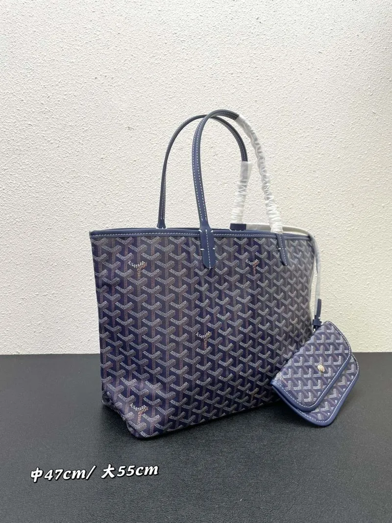 Alternative view of Goyard Navy Blue Tote Bag with Pouch Medium Large