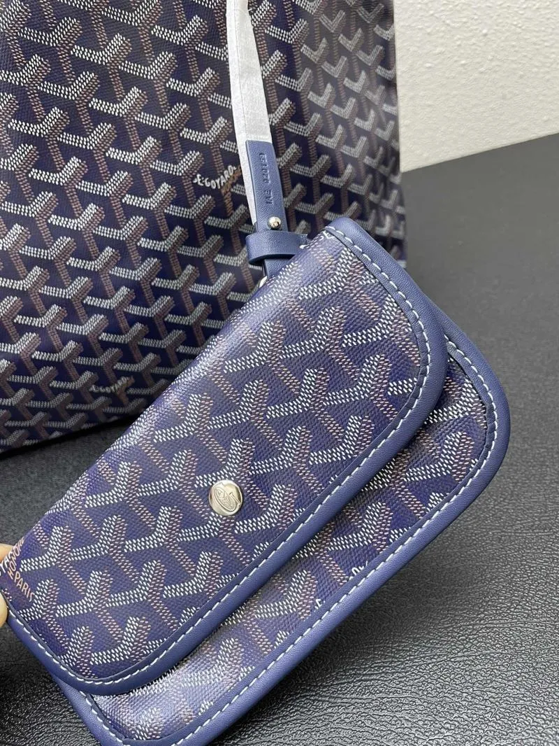 Goyard Navy Blue Tote Bag with Pouch Medium Large - Image 5