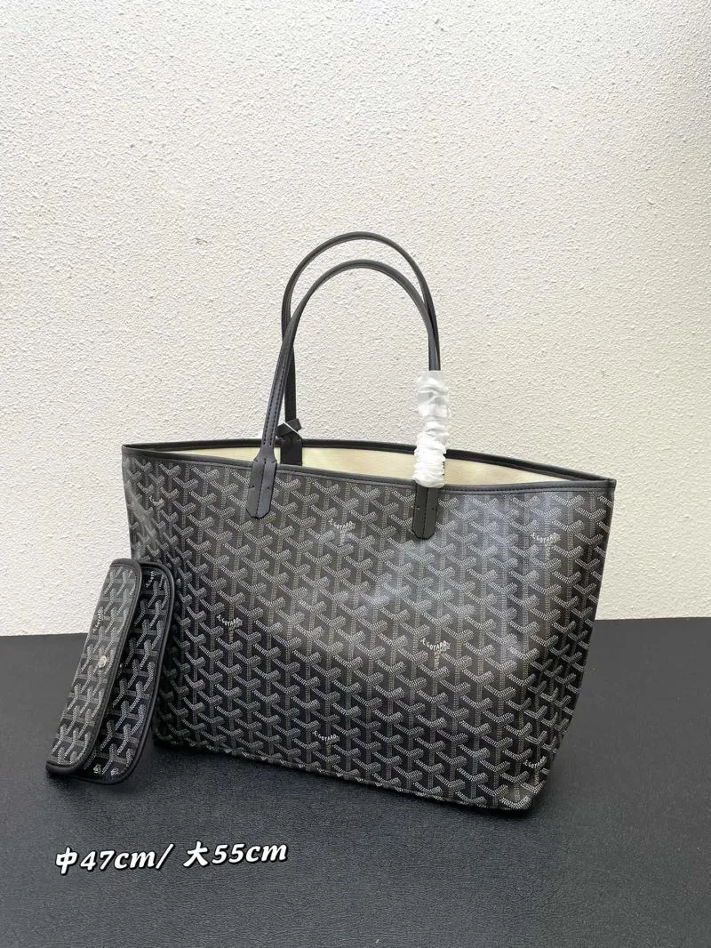 Goyard Black Medium Large Tote Bag with Pouch - Image 3