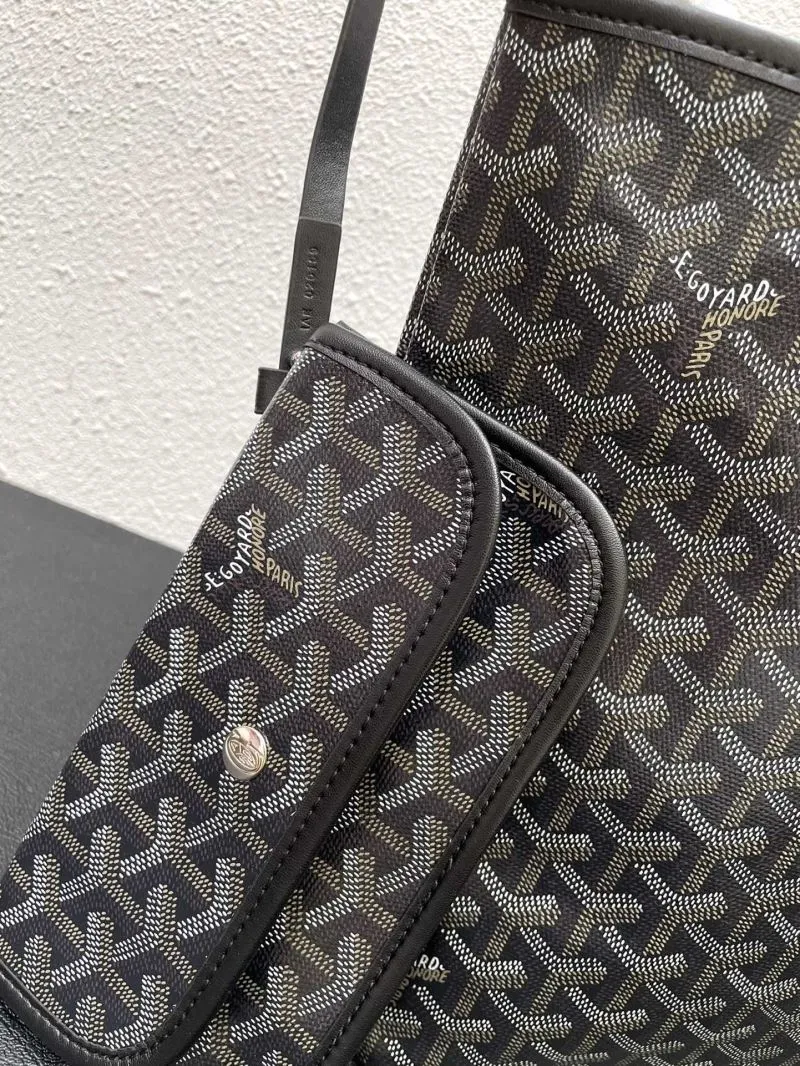 Goyard Black Medium Large Tote Bag with Pouch - Image 4