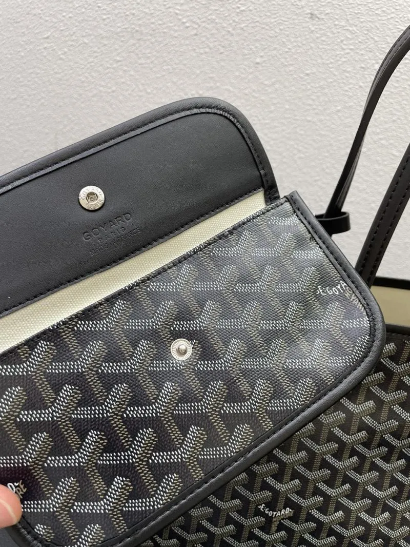 Goyard Black Medium Large Tote Bag with Pouch - Image 8