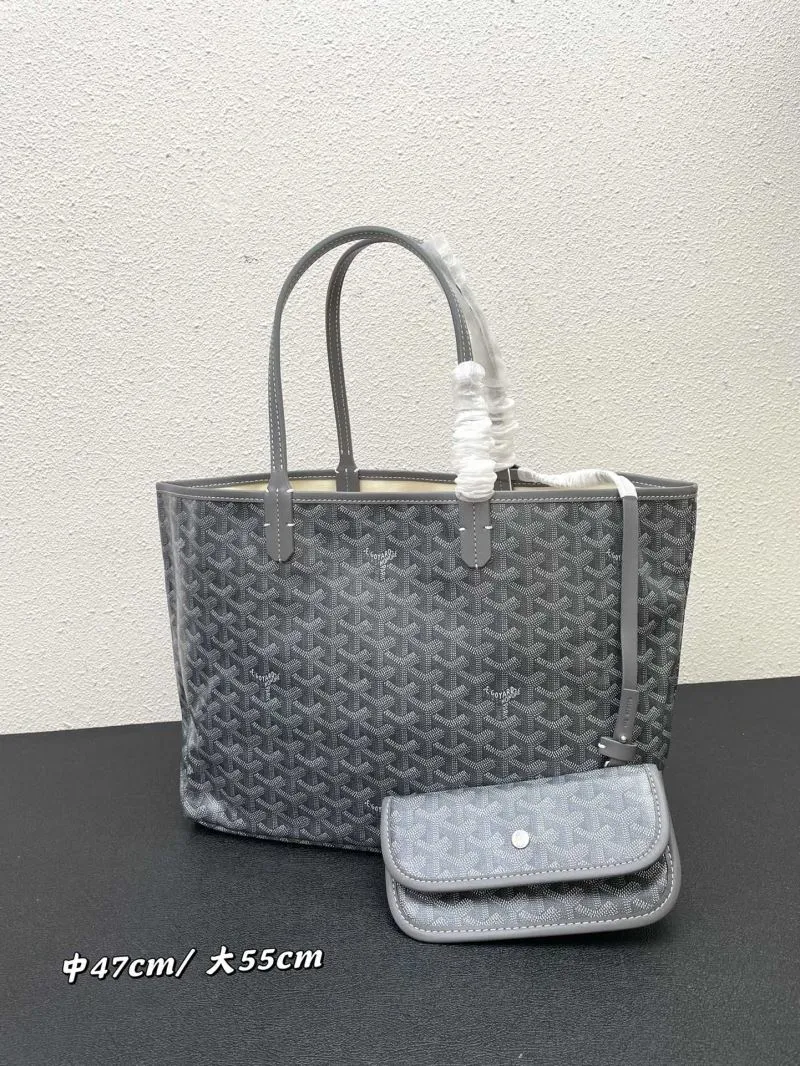 Goyard Gray Tote Bag 563 with Pouch Medium and Large - Image 3