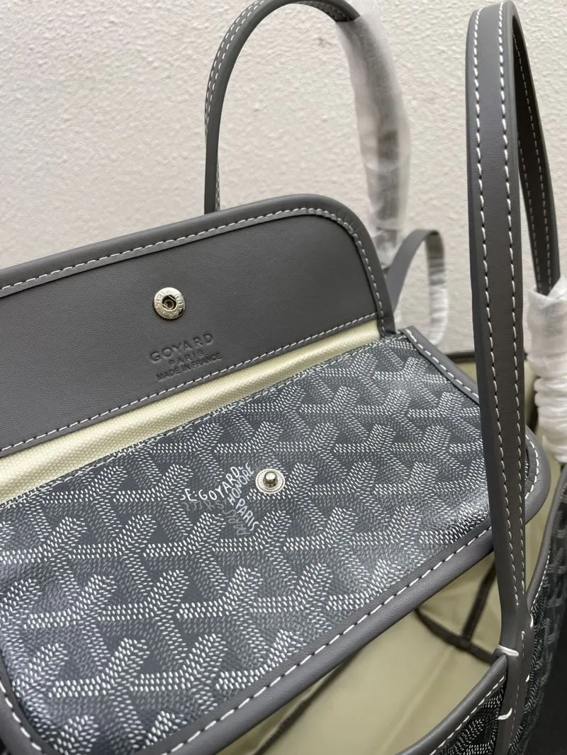 Goyard Gray Tote Bag 563 with Pouch Medium and Large - Image 8