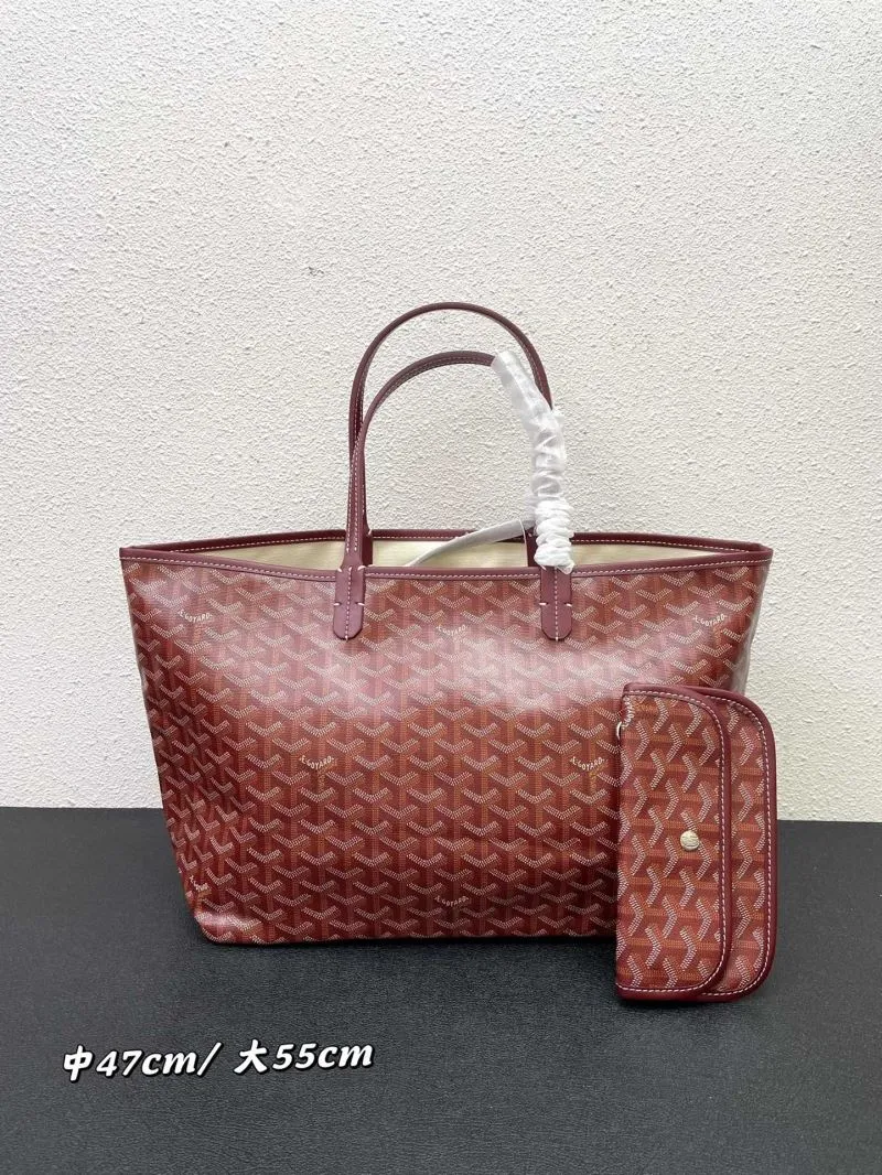 Goyard Burgundy Medium Large Tote Bag SKU 568 with Pouch