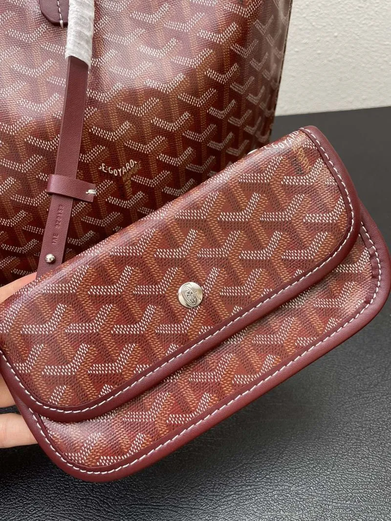 Goyard Burgundy Medium Large Tote Bag SKU 568 with Pouch - Image 7