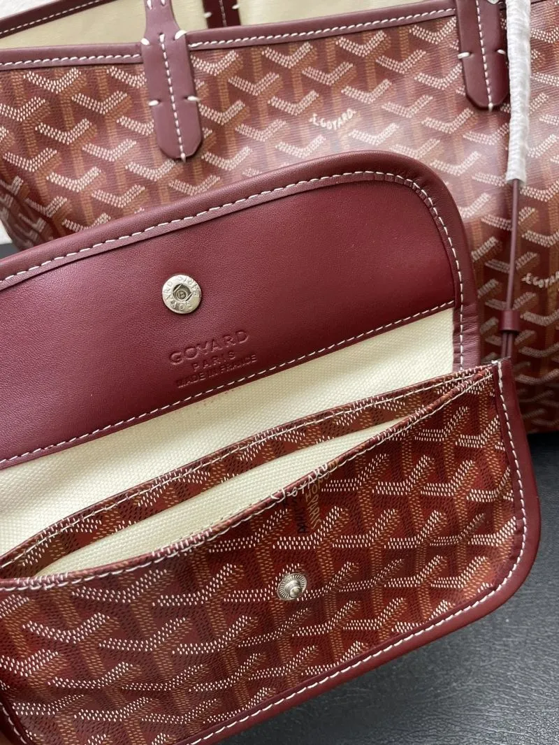 Goyard Burgundy Medium Large Tote Bag SKU 568 with Pouch - Image 8