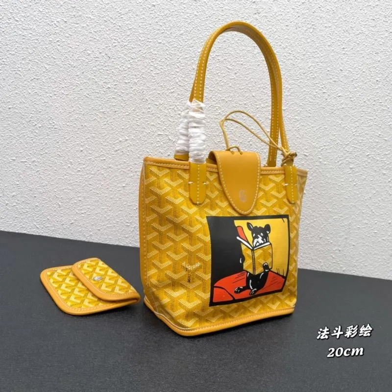 Goyard Yellow French Bulldog Print Tote Bag 20cm - Image 3