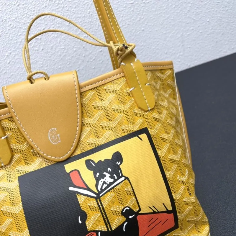 Goyard Yellow French Bulldog Print Tote Bag 20cm - Image 4