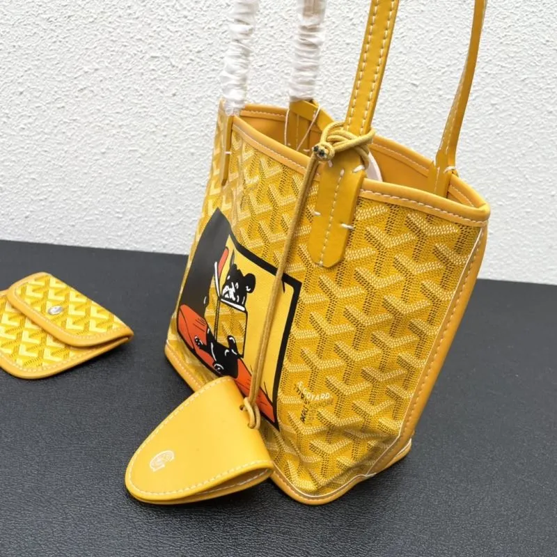 Goyard Yellow French Bulldog Print Tote Bag 20cm - Image 6