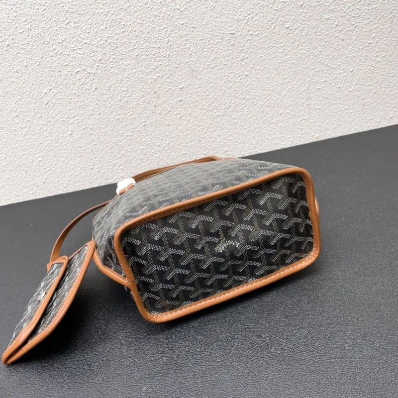 Goyard Small Tote Bag with Pouch Black Brown - Image 5