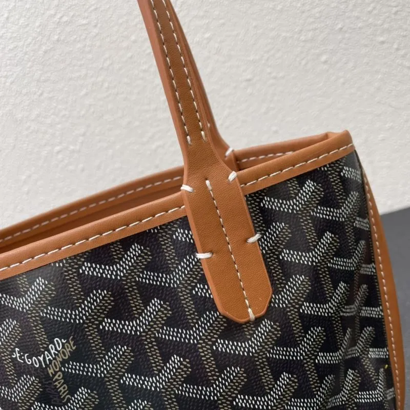 Goyard Small Tote Bag with Pouch Black Brown - Image 7