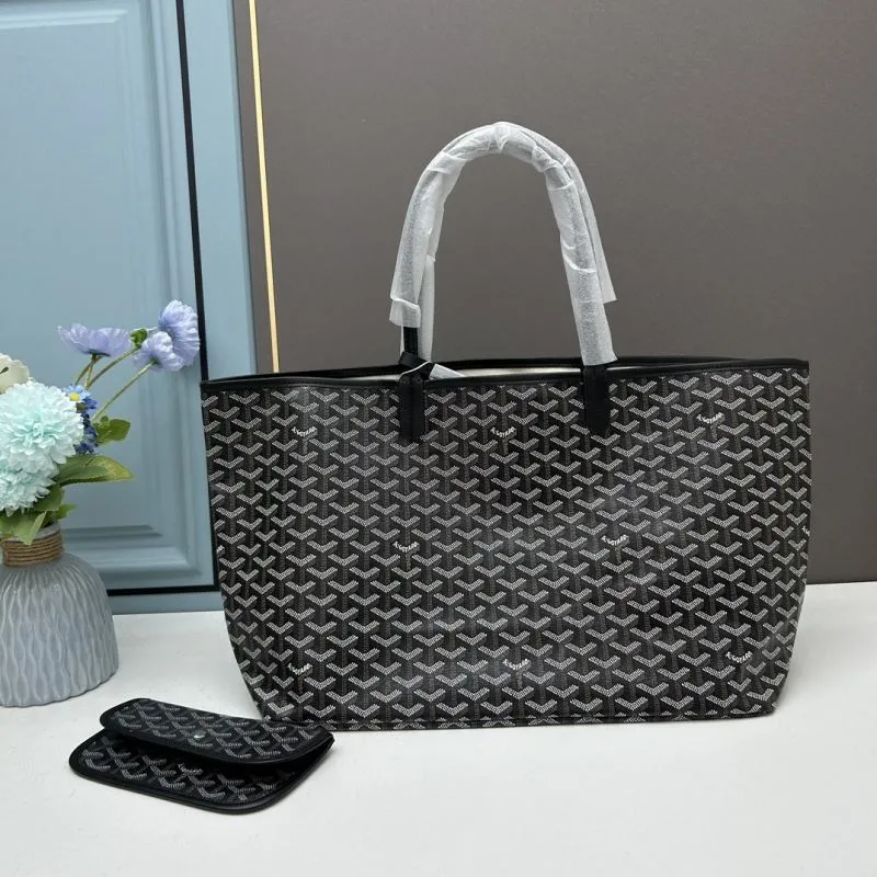 Goyard Large Black Tote Bag with Pouch - Image 3