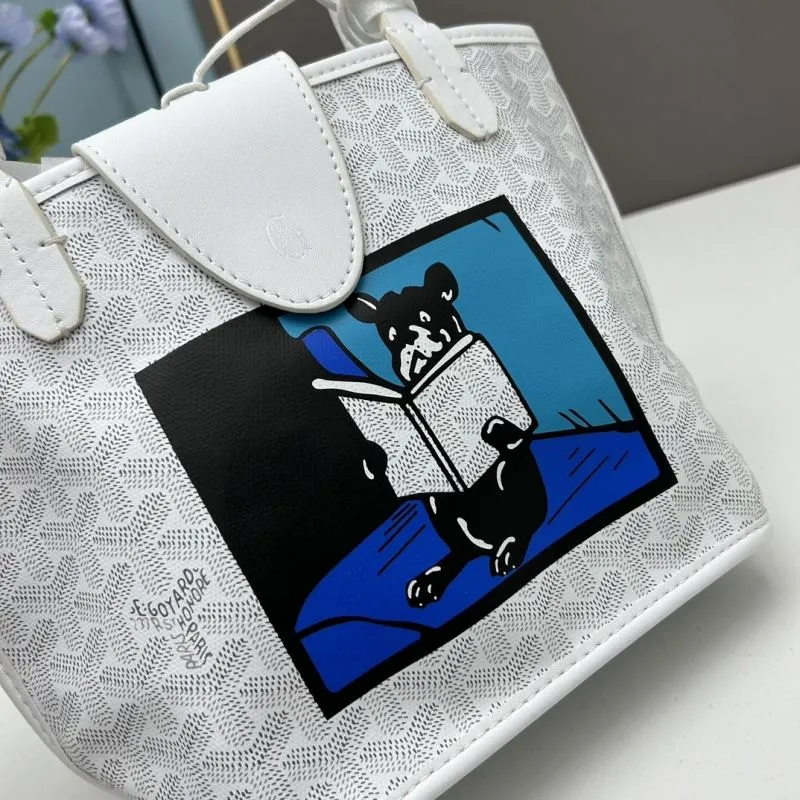 Goyard White French Bulldog Print Tote Bag 593 - Image 4