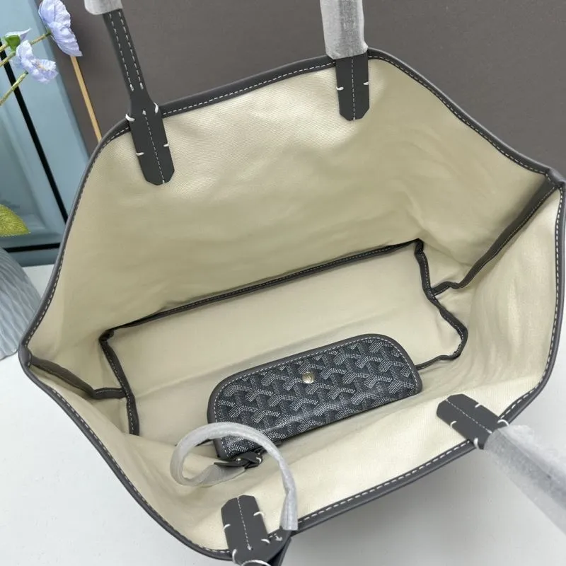 Goyard Medium Gray Tote Bag with Pouch - Image 8