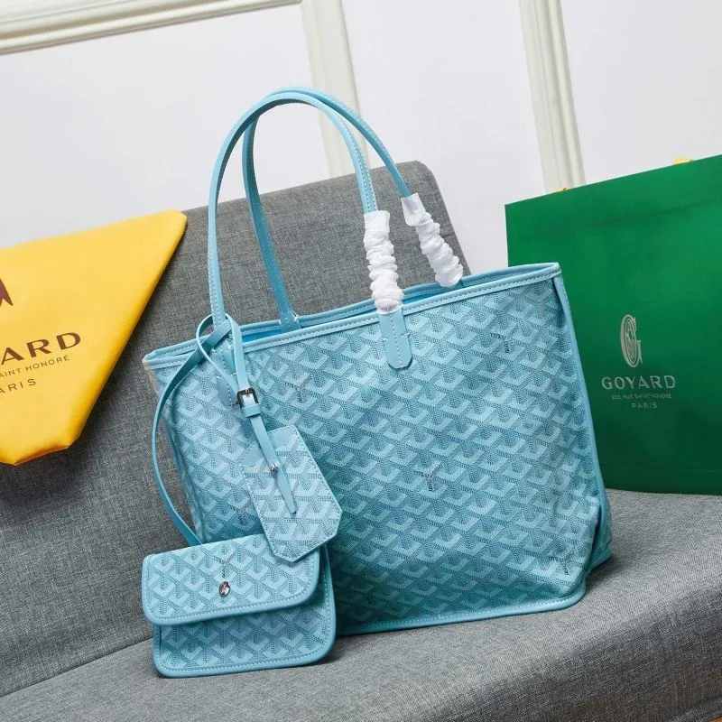 Goyard Light Blue Tote Bag with Pouch - Image 3