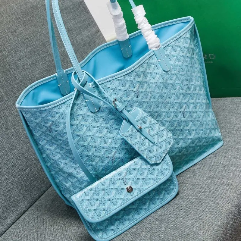 Goyard Light Blue Tote Bag with Pouch - Image 4