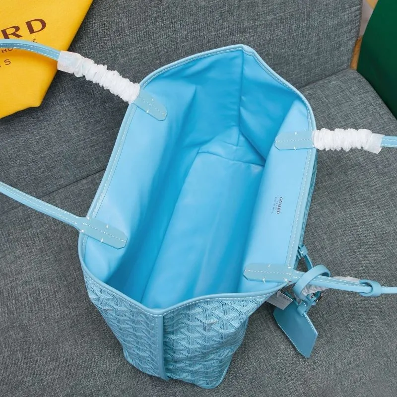 Goyard Light Blue Tote Bag with Pouch - Image 9