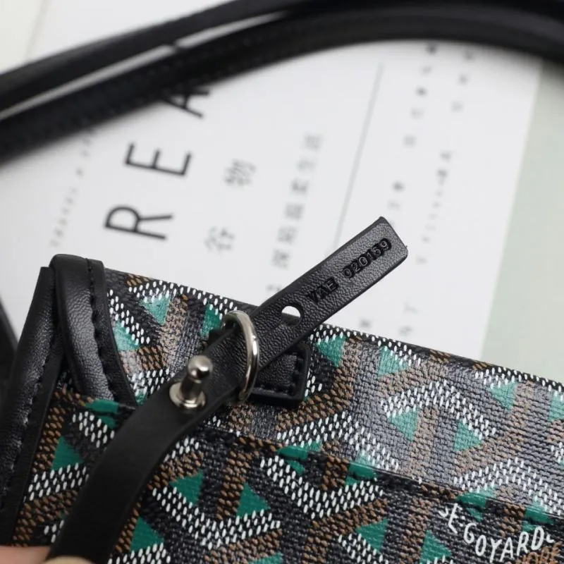 Goyard 620 Green Black Tote Bag with Pouch - Image 8