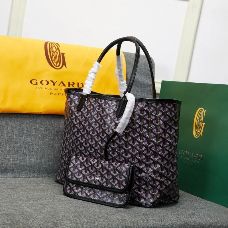 Goyard Purple Black Shopping Tote Bag With Pouch - Image 3