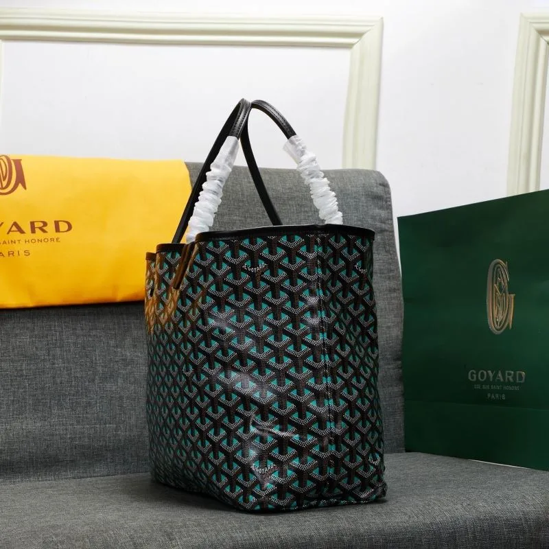 Goyard Black Teal Tote Bag with Pouch - Image 4